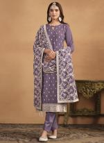 Faux Georgette Purple Eid Wear Embroidery Work Salwar Suit